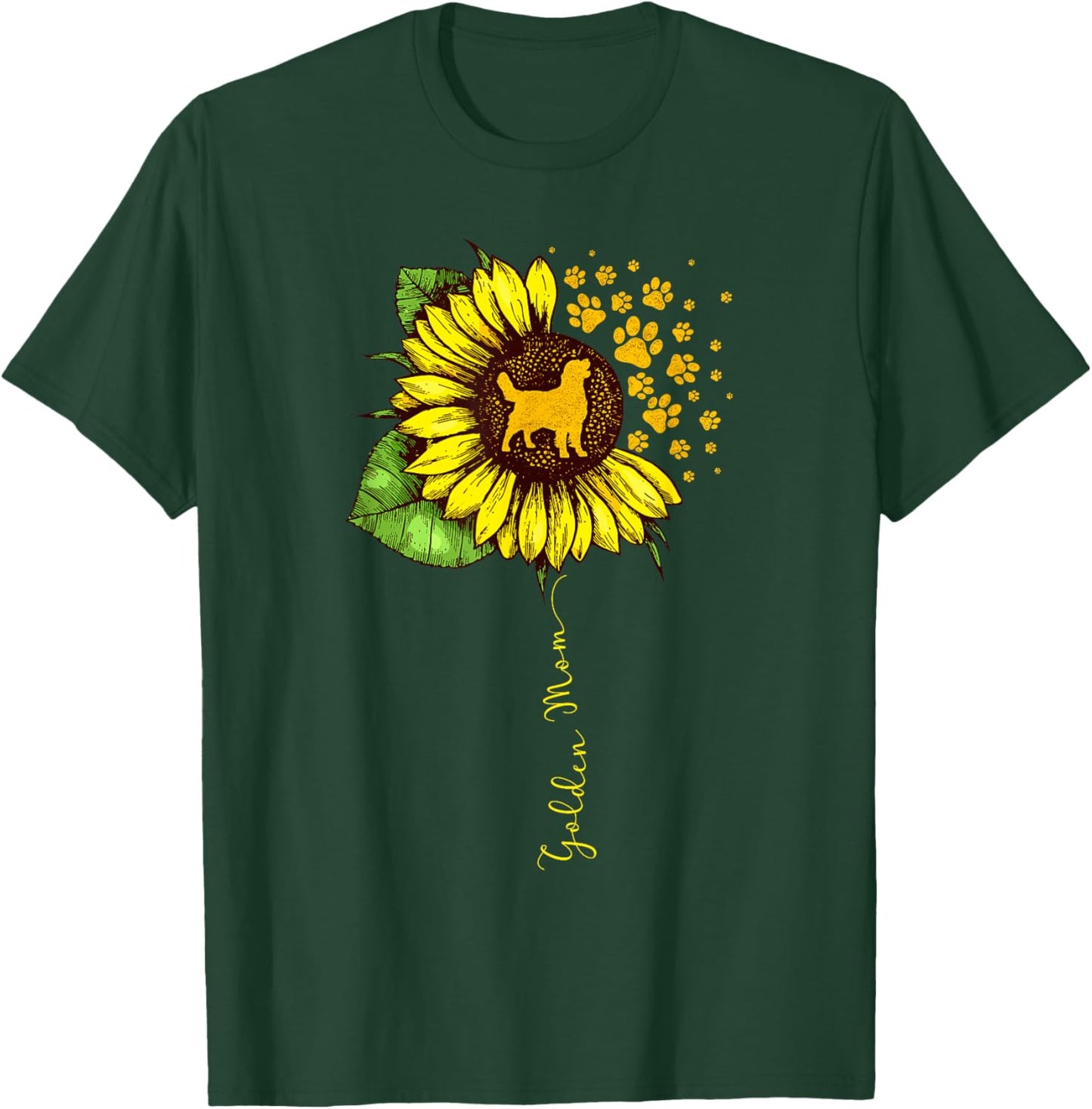 Funny Golden Mom Sunflower Mother's Day Golden Retriever Dog T-Shirt - T-Shirt | Forest