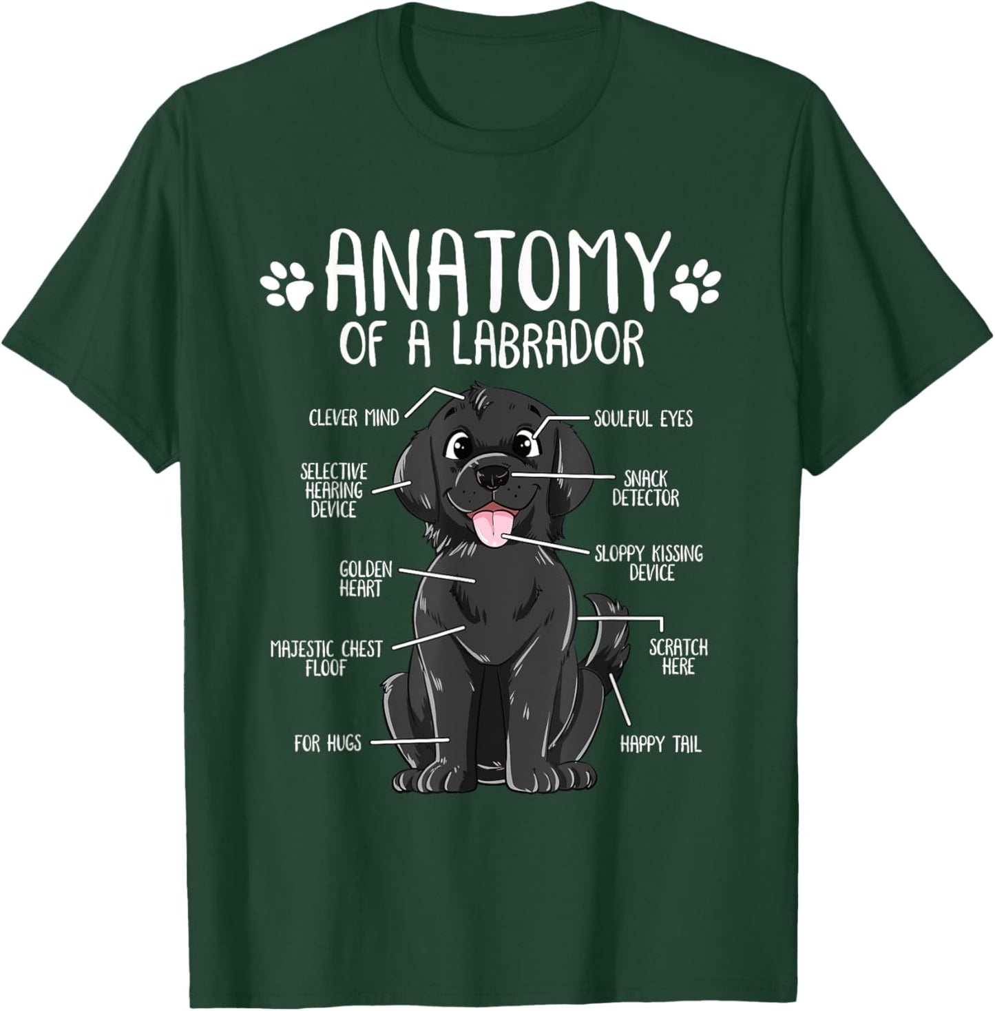 Funny Anatomy Labrador Retriever Black Lab Dog Owner T-Shirt - T-Shirt | Forest