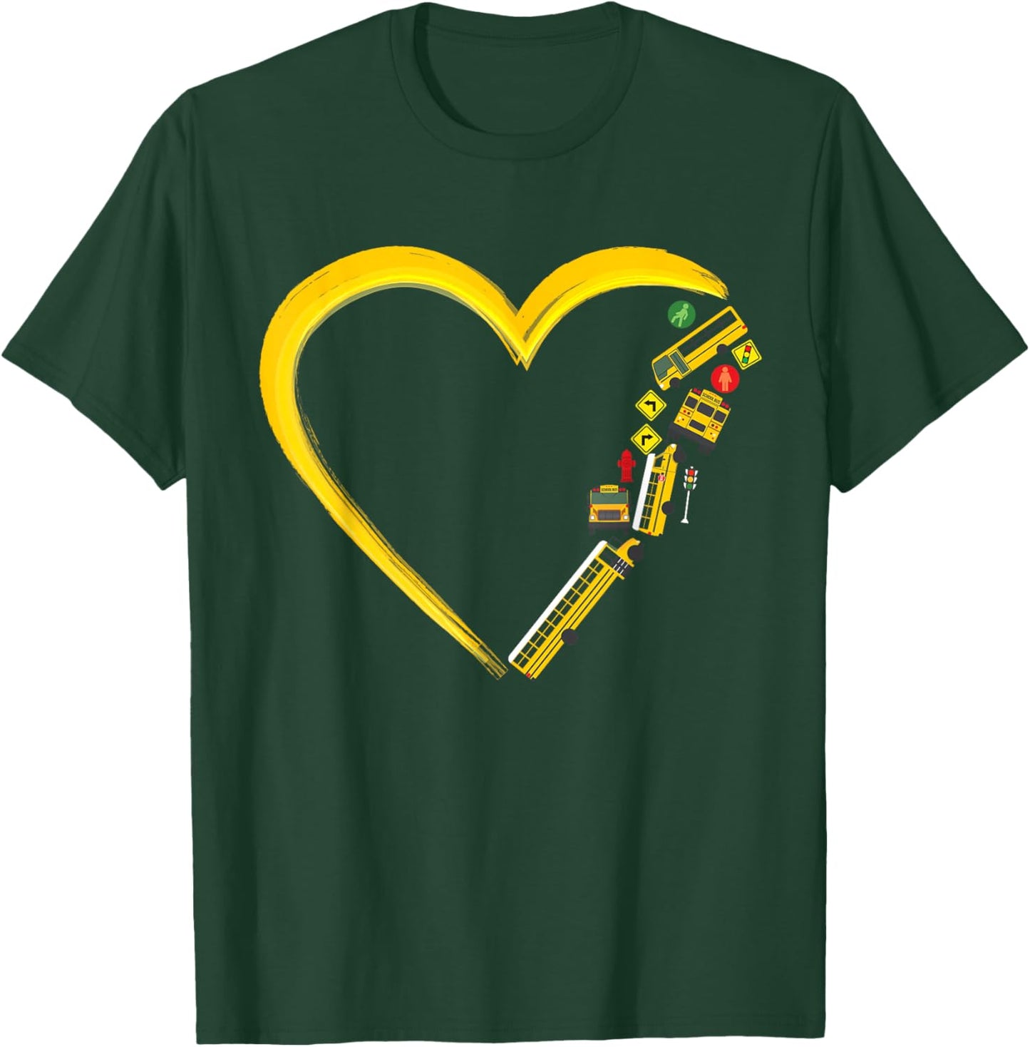 School Bus Driver Heart T-Shirt - T-Shirt | Forest
