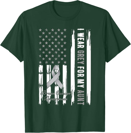 I Wear Grey For My Aunt Brain Cancer Awareness T-Shirt - T-Shirt | Forest