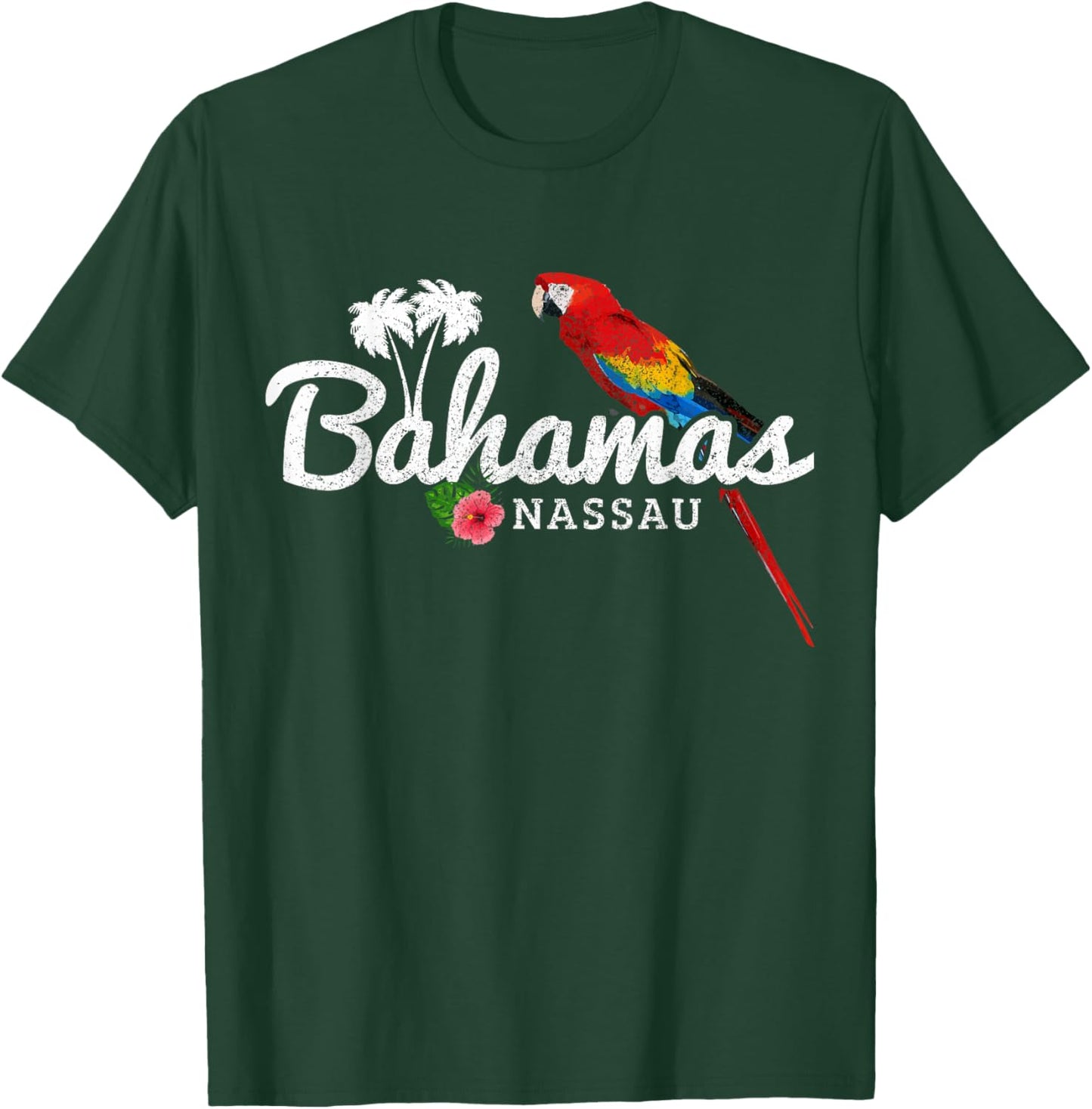 Bahamas Nassau Parrot Tropical Plants Vintage Bahamas T-Shirt - T-Shirt | Forest