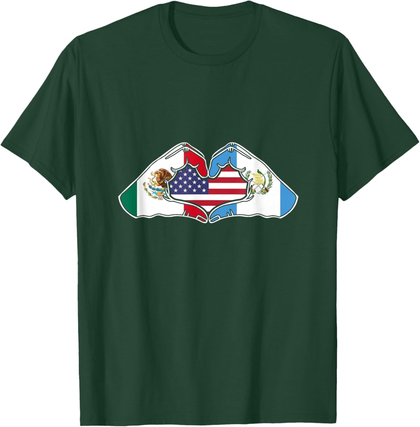 Heart hands Mexico, Guatemala and the USA. T-Shirt - T-Shirt | Forest