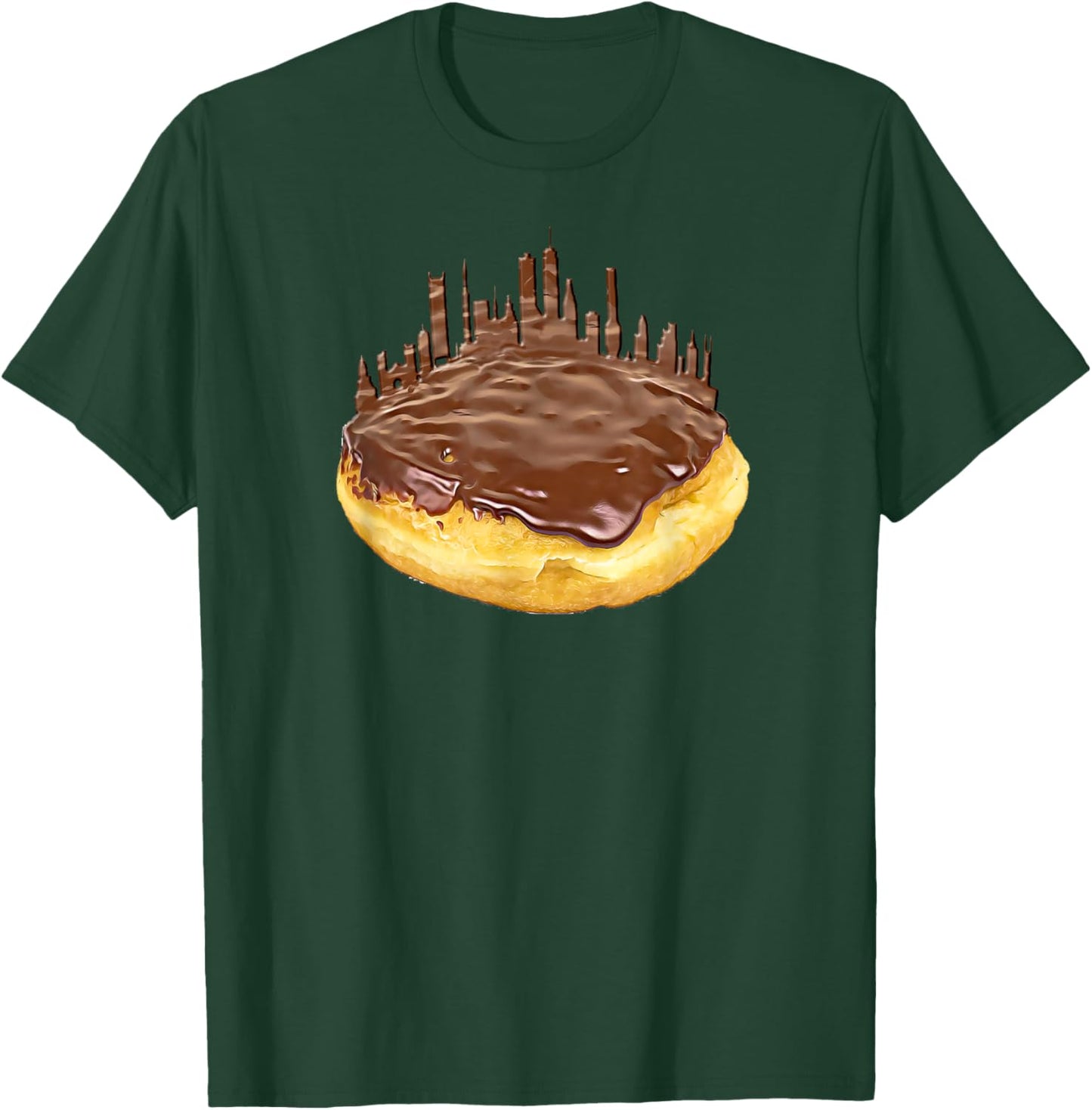 Funny Boston Cream Donut Skyline a Bawston Townie T-Shirt - T-Shirt | Forest