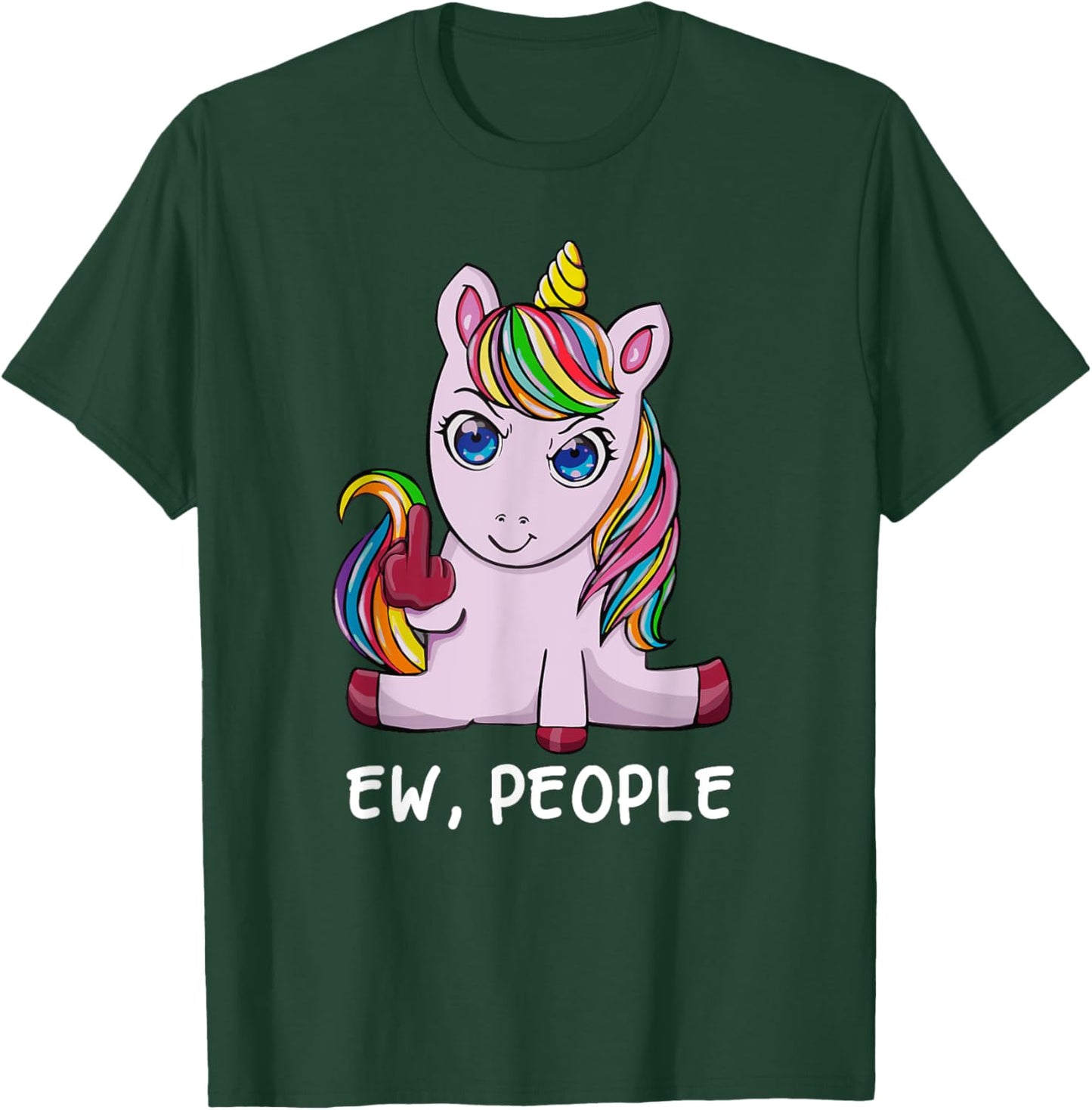 Funny Ew, People I Hate People Antisocial Unicorn T-Shirt - T-Shirt | Forest
