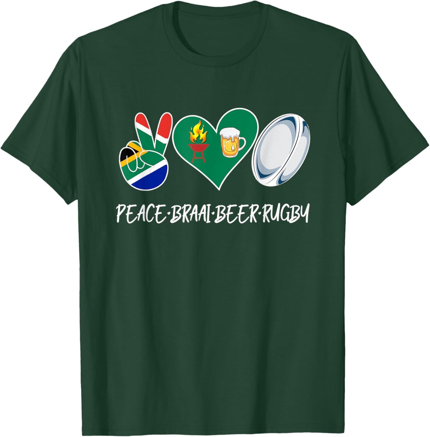 South Africans love peace Braai Beer Rugby Flag Patriotic Women Men T-Shirt - T-Shirt | Forest