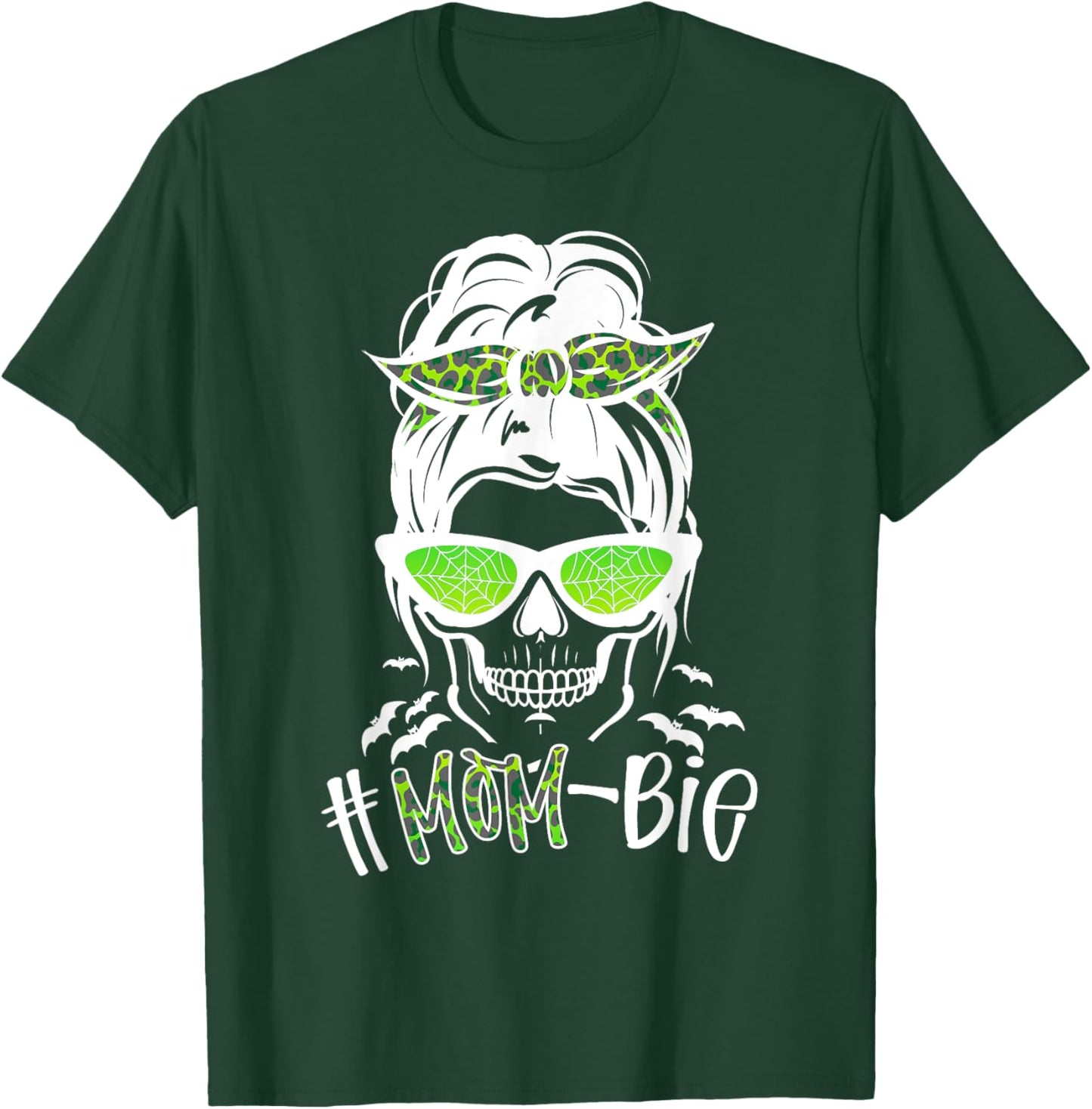 Messy Bun Zombie Mom Funny Halloween Costume Skull T-Shirt - T-Shirt | Forest