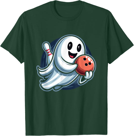 Funny Ghost Bowling Crew T-Shirt - T-Shirt | Forest