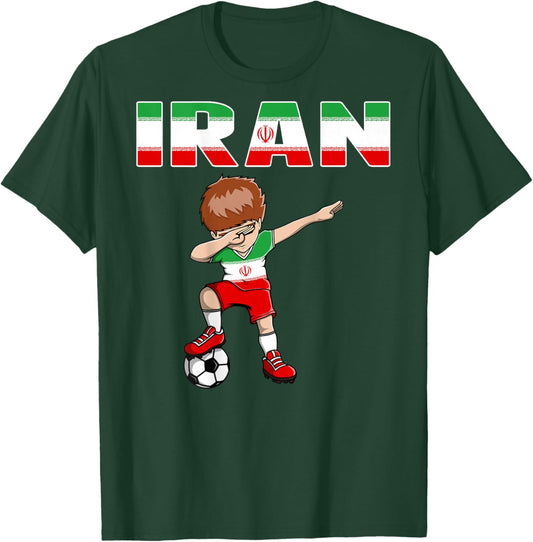 Dabbing Soccer Boy Iran Soccer Fans Jersey Iranian Football T-Shirt - T-Shirt | Forest