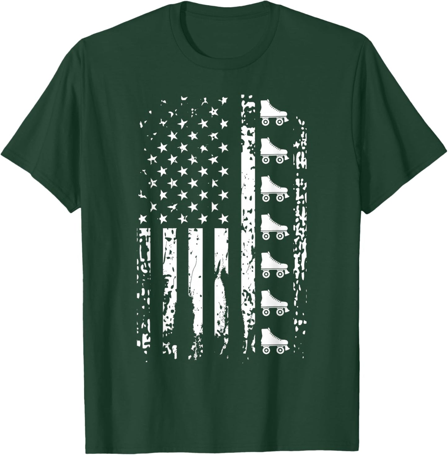 Roller Skate Shirt American Flag USA Roller Skating T-Shirt - T-Shirt | Forest