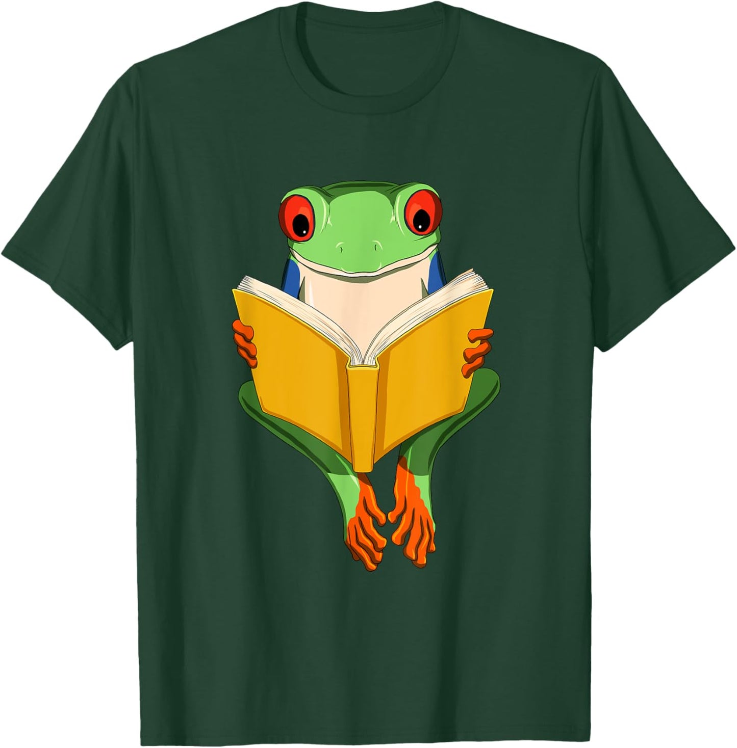 Funny Red Eyed Tree Frog Read Book T-Shirt - T-Shirt | Forest