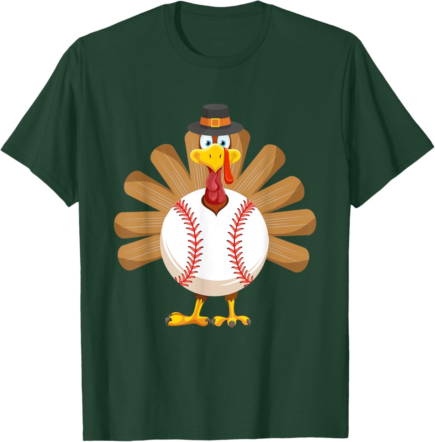 Baseball Turkey Thanksgiving Shirt for Boys Toddlers Kid Mom T-Shirt - T-Shirt | Forest
