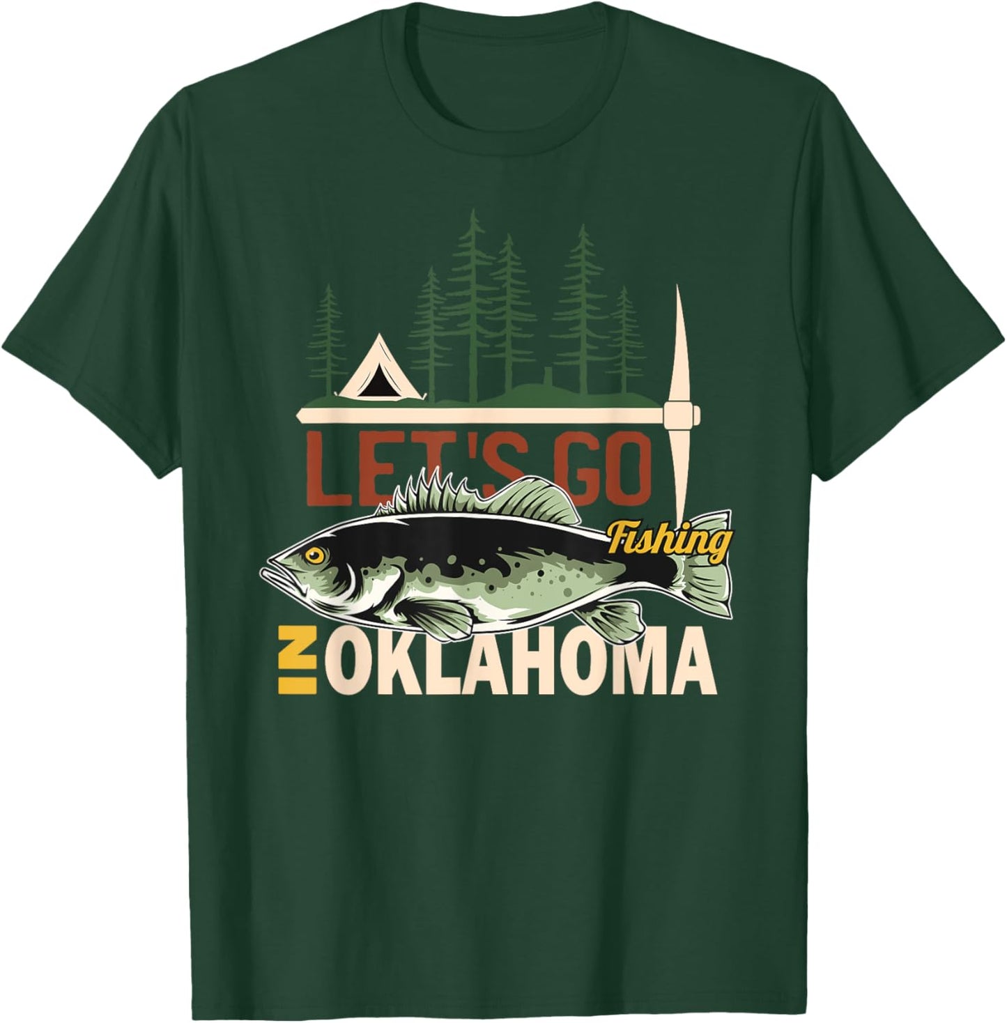 Camping Fishing in Oklahoma - Nature Oklahoma Fishing T-Shirt - T-Shirt | Forest