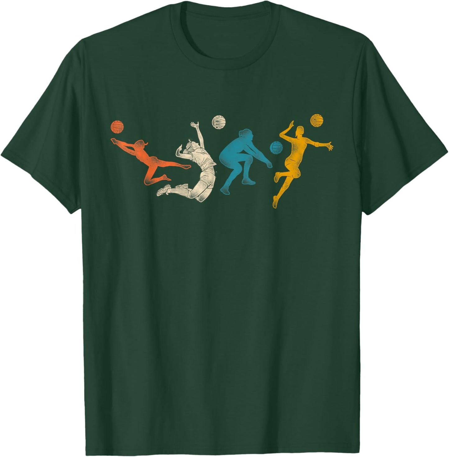 Volleyball Player Team Retro Vintage T-Shirt - T-Shirt | Forest