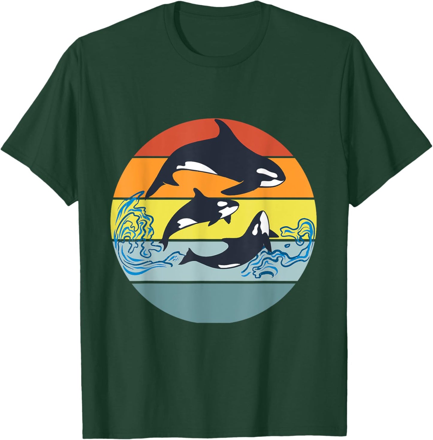 Orca Killer Whale, Vintage Retro Whale Family T-Shirt - T-Shirt | Forest