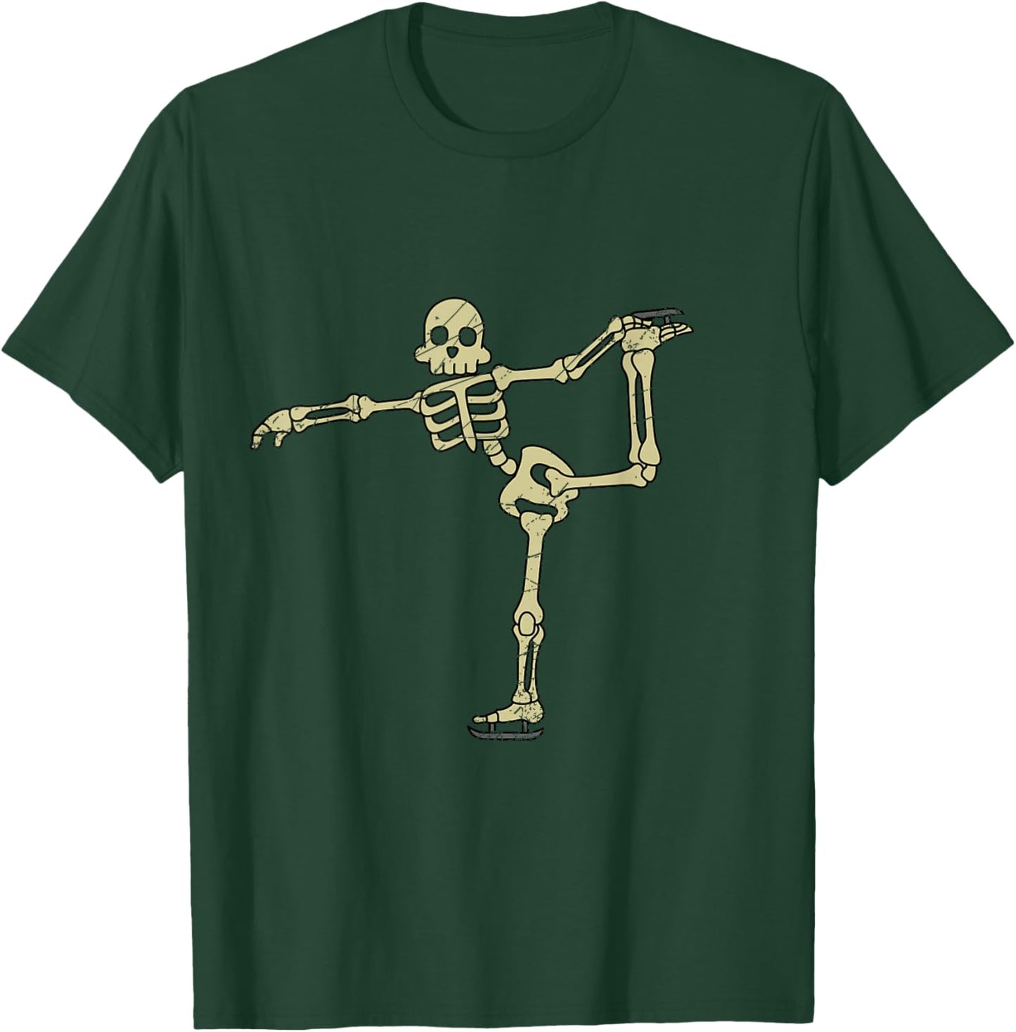 Funny Skeleton Ice Skates Skeleton Halloween Costume T-Shirt - T-Shirt | Forest