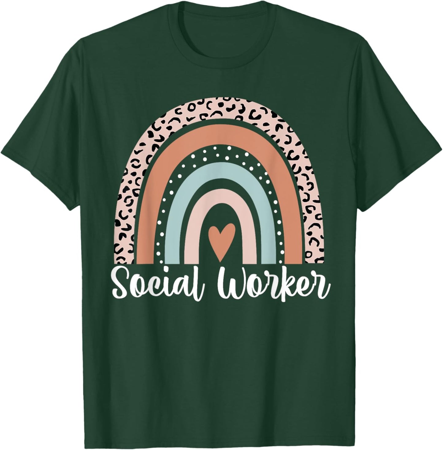 Social Worker Rainbow Leopard Funny Social Worker T-Shirt - T-Shirt | Forest