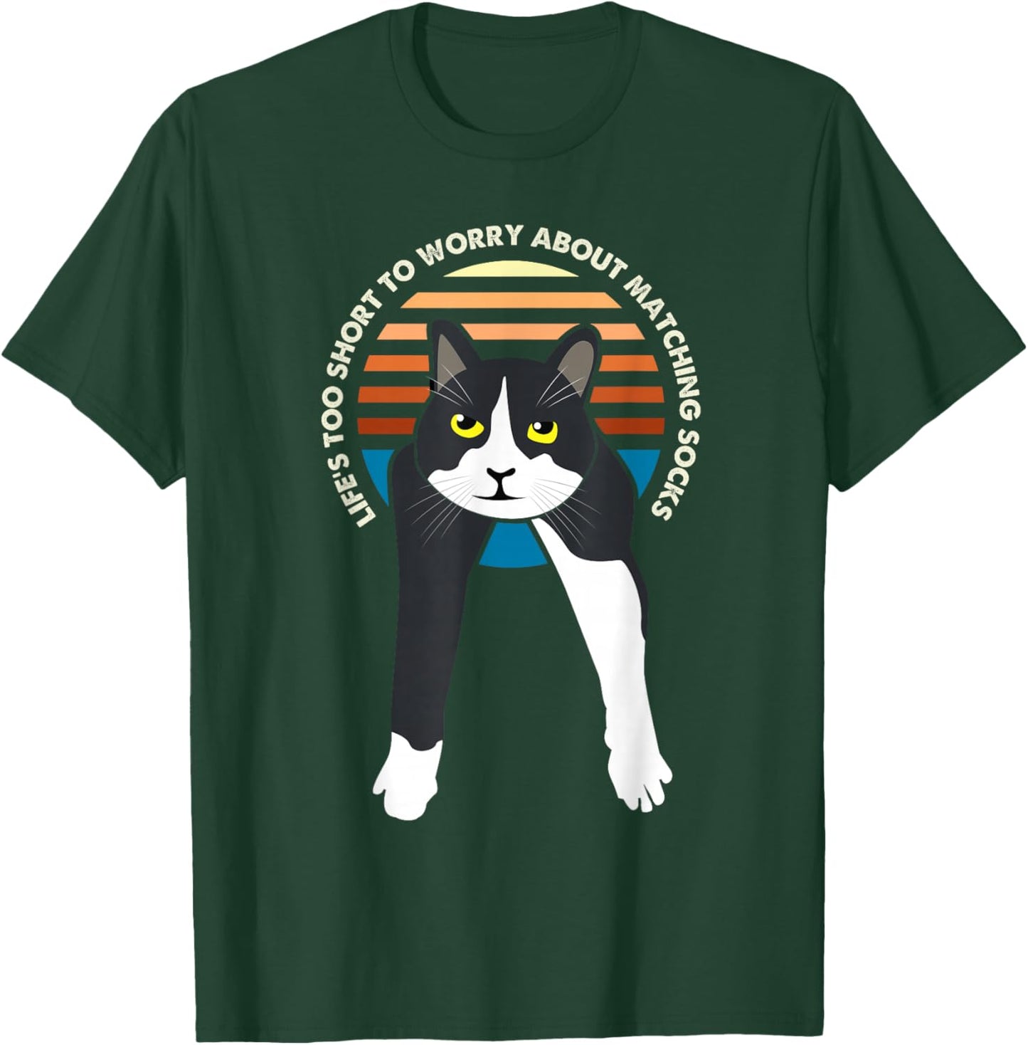 Tuxedo Cat Meme Funny Sayings Life's Too Short to Worry Gift T-Shirt - T-Shirt | Forest