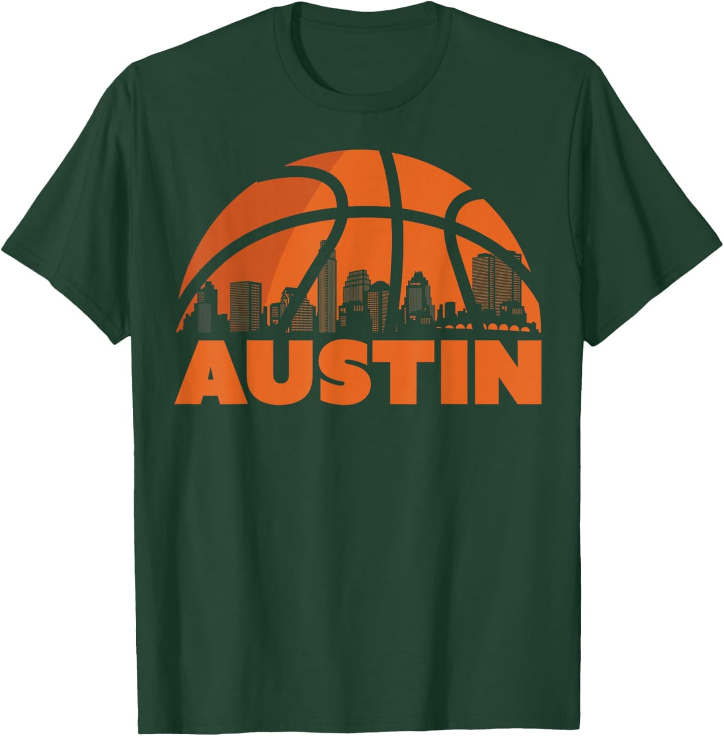 Austin City Skyline Texas Basketball Fan Jersey T-Shirt - T-Shirt | Forest