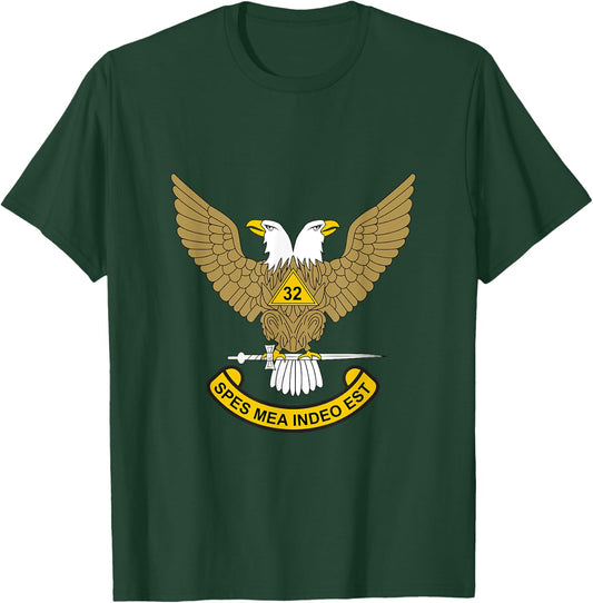 32nd Degree Mason 32 Masonic Scottish Rite AASR Wings Up T-Shirt - T-Shirt | Forest