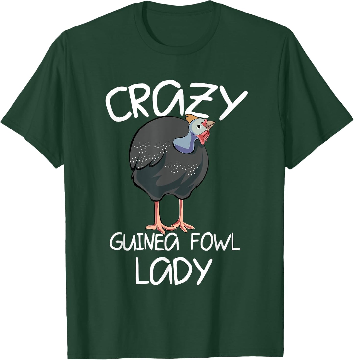Crazy Guinea Fowl Lady T-Shirt - T-Shirt | Forest
