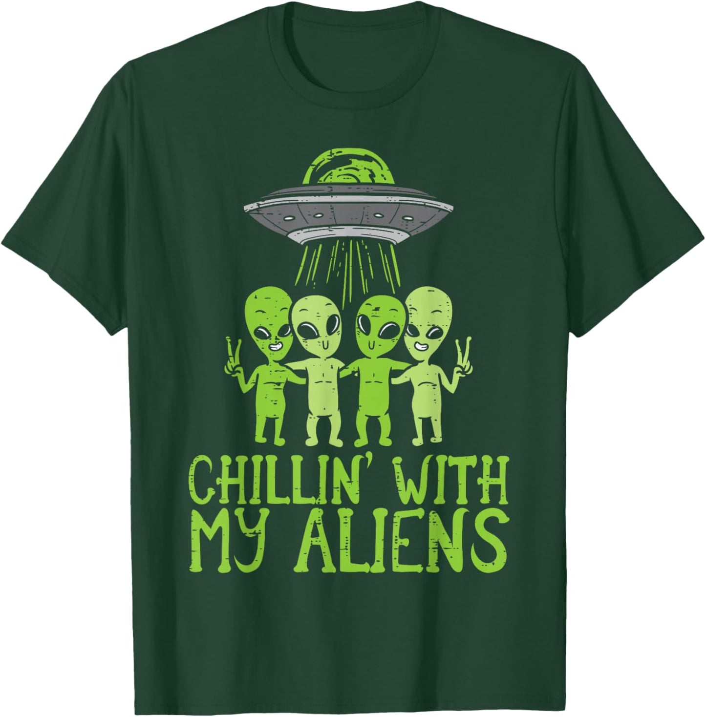 Chillin With My Aliens Group Toddler Boys Halloween Kids T-Shirt - T-Shirt | Forest