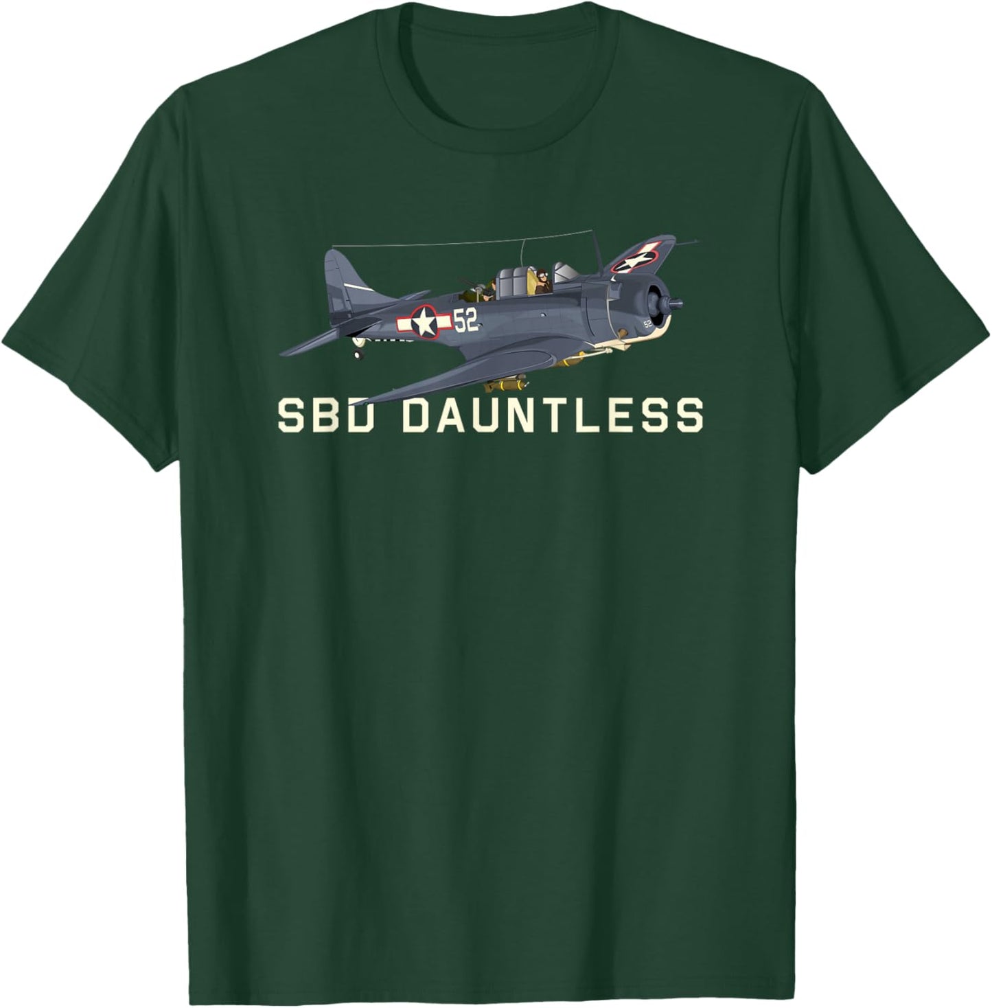 WW2 Aircraft Designs by MJ SBD Dauntless WW2 American Dive Bomber Plane T-Shirt - T-Shirt | Forest