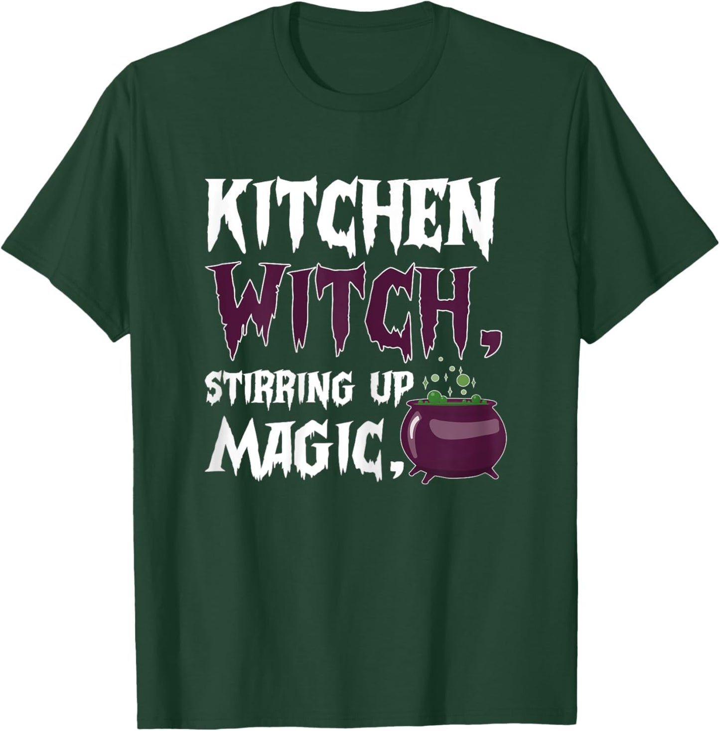 Kitchen Witch Stirring Up Magic Cooking Bake Chef Halloween T-Shirt - T-Shirt | Forest