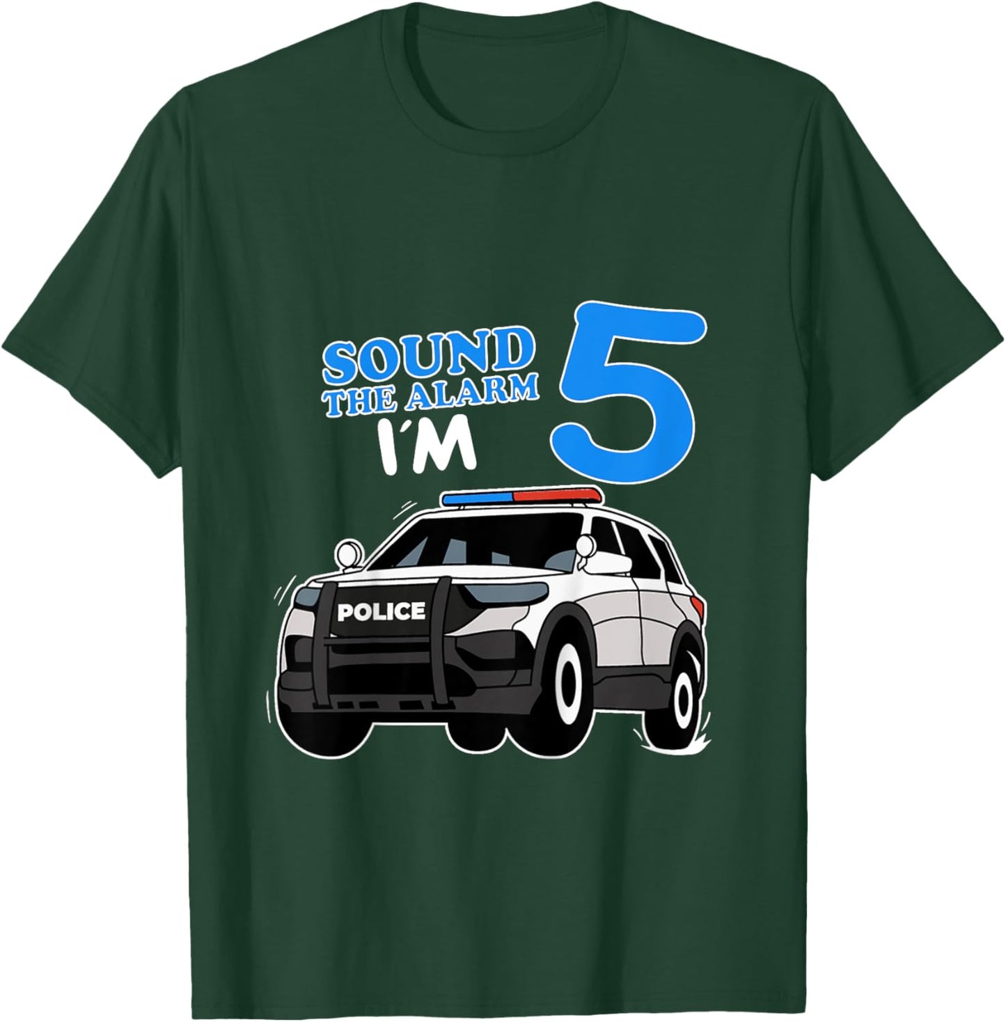 Police Car 5th Birthday Policeman Officer 5 Year Bday Police T-Shirt - T-Shirt | Forest
