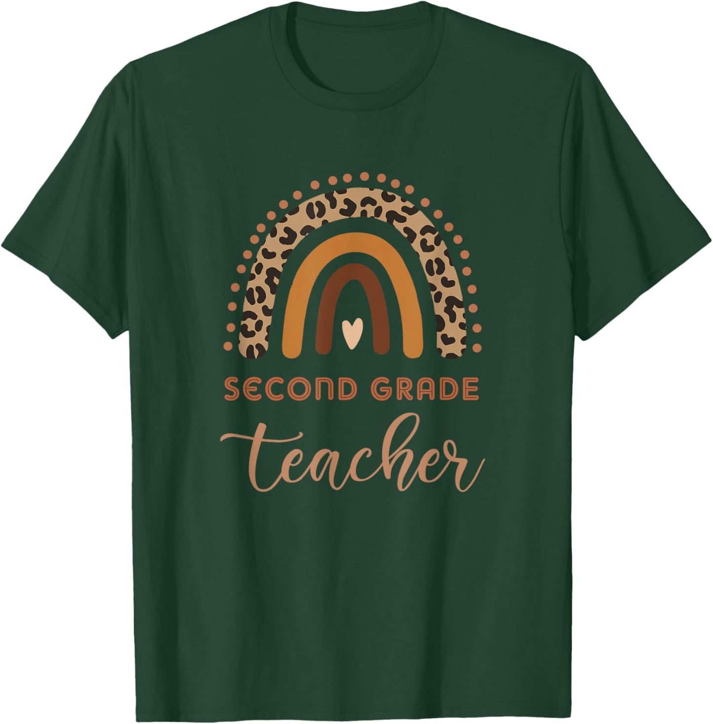 Boho Rainbow Second Grade Teachers 2nd Grade Cheetah Print T-Shirt - T-Shirt | Forest