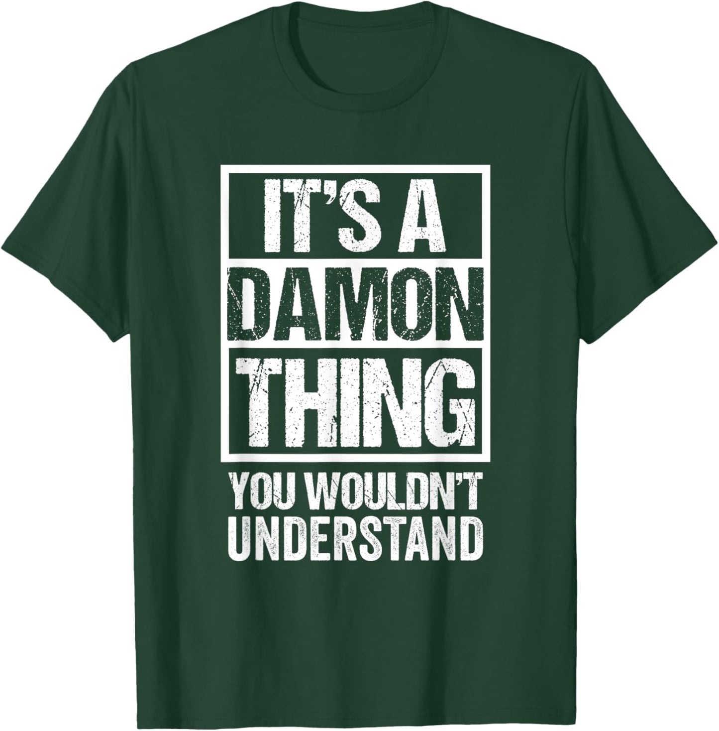 Funny Forename Gift Ideas for My Friend Damon - Adult Damon - Black - Small - Short Sleeve - - Classic Fit - Distressed Design T-Shirt - T-Shirt | Forest