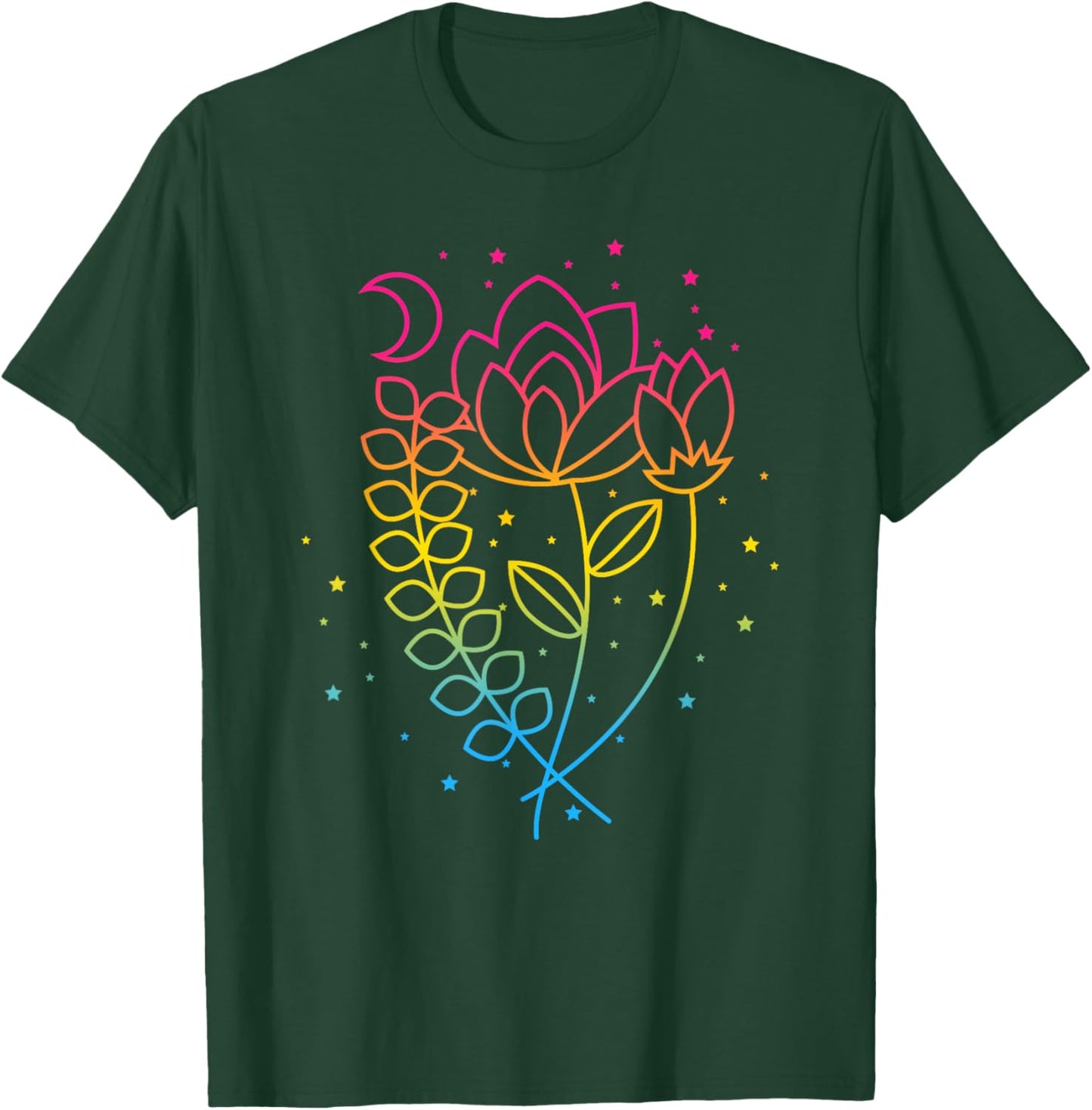 Pansexual Floral Pan Pride Flag Colors Subtle Boho Lotus T-Shirt - T-Shirt | Forest
