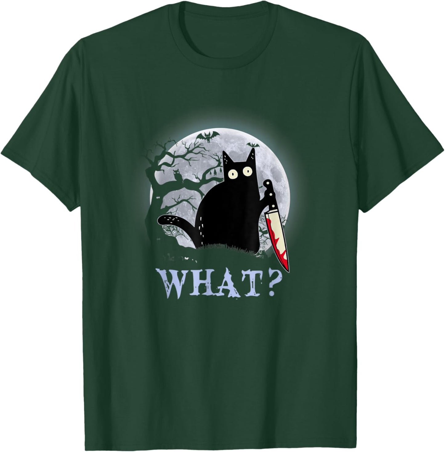 Halloween dark night morderous moon cat with knife Men Women T-Shirt - T-Shirt | Forest