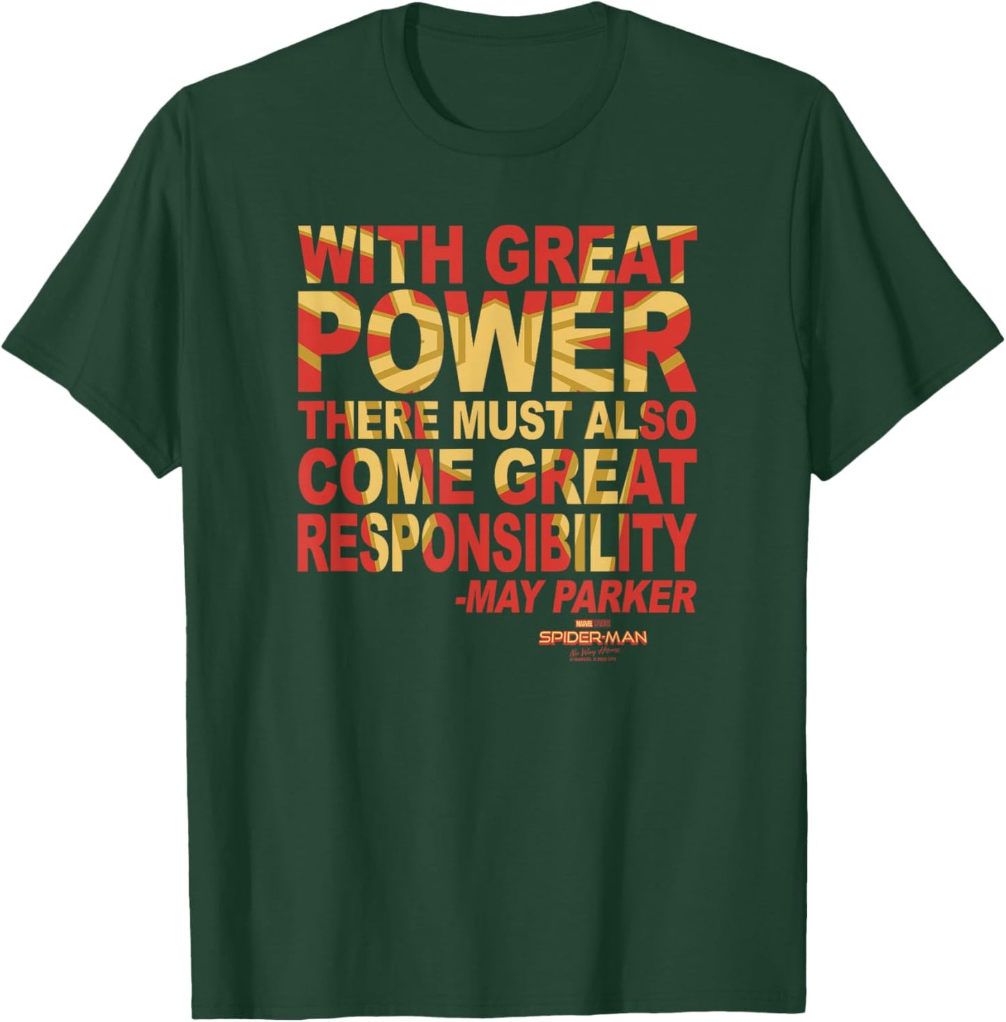 Marvel Spider-Man No Way Home Great Responsibility Quote T-Shirt - T-Shirt | Forest