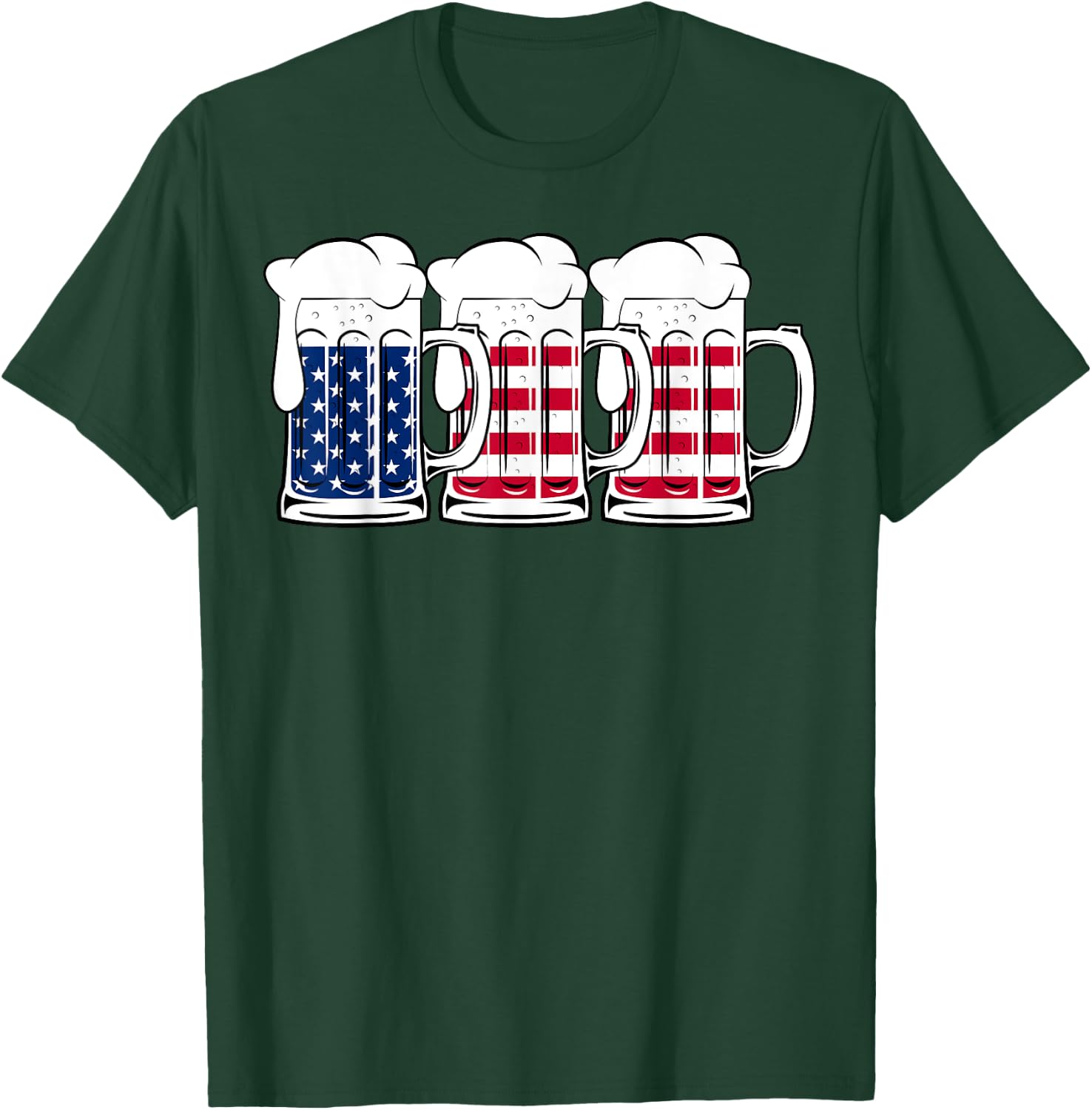 Beer USA Flag Merica Drinking American Men Women 4th of July T-Shirt - T-Shirt | Forest