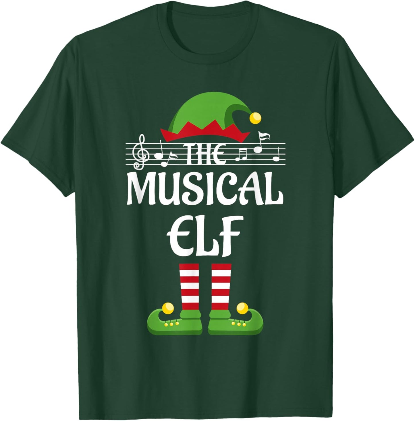 Musical Elf Family Matching Group Christmas Music T-Shirt - T-Shirt | Forest