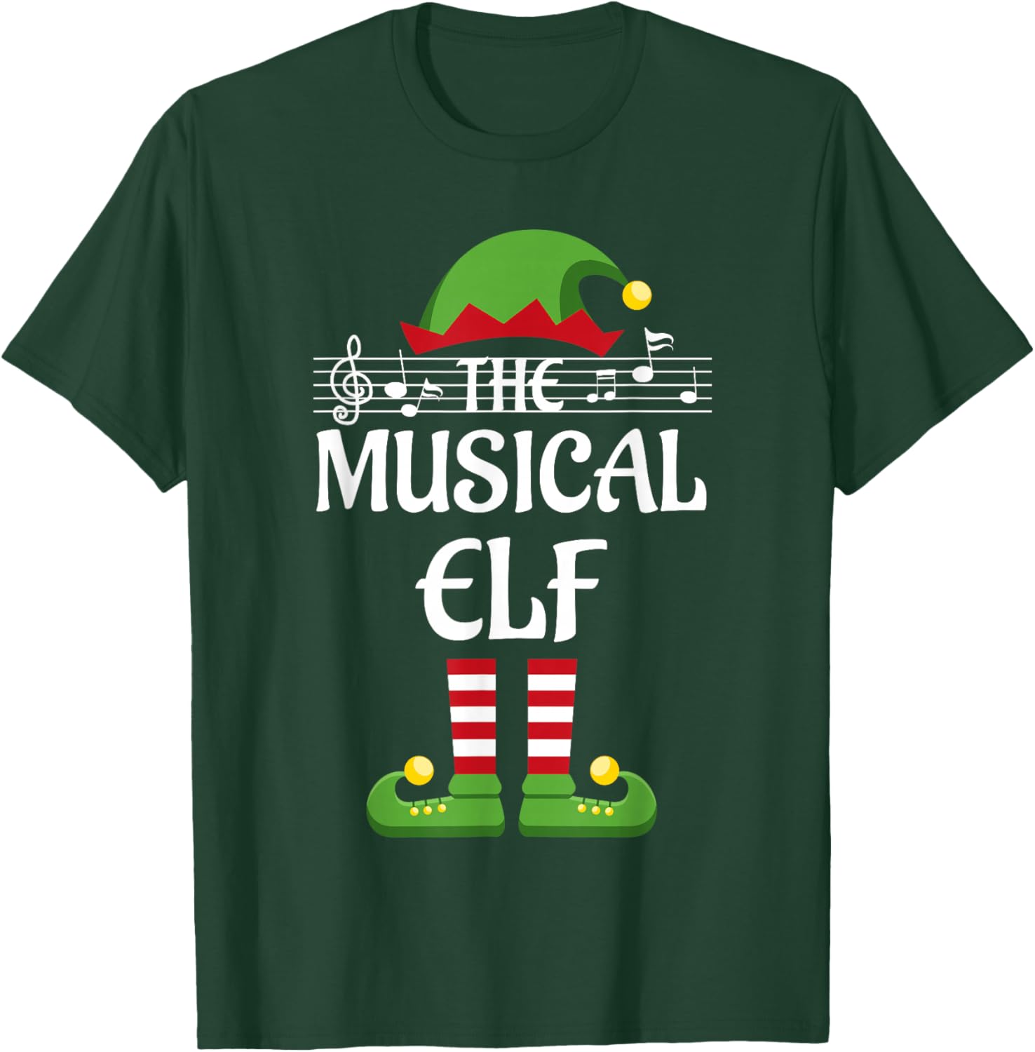 Musical Elf Family Matching Group Christmas Music T-Shirt - T-Shirt | Forest