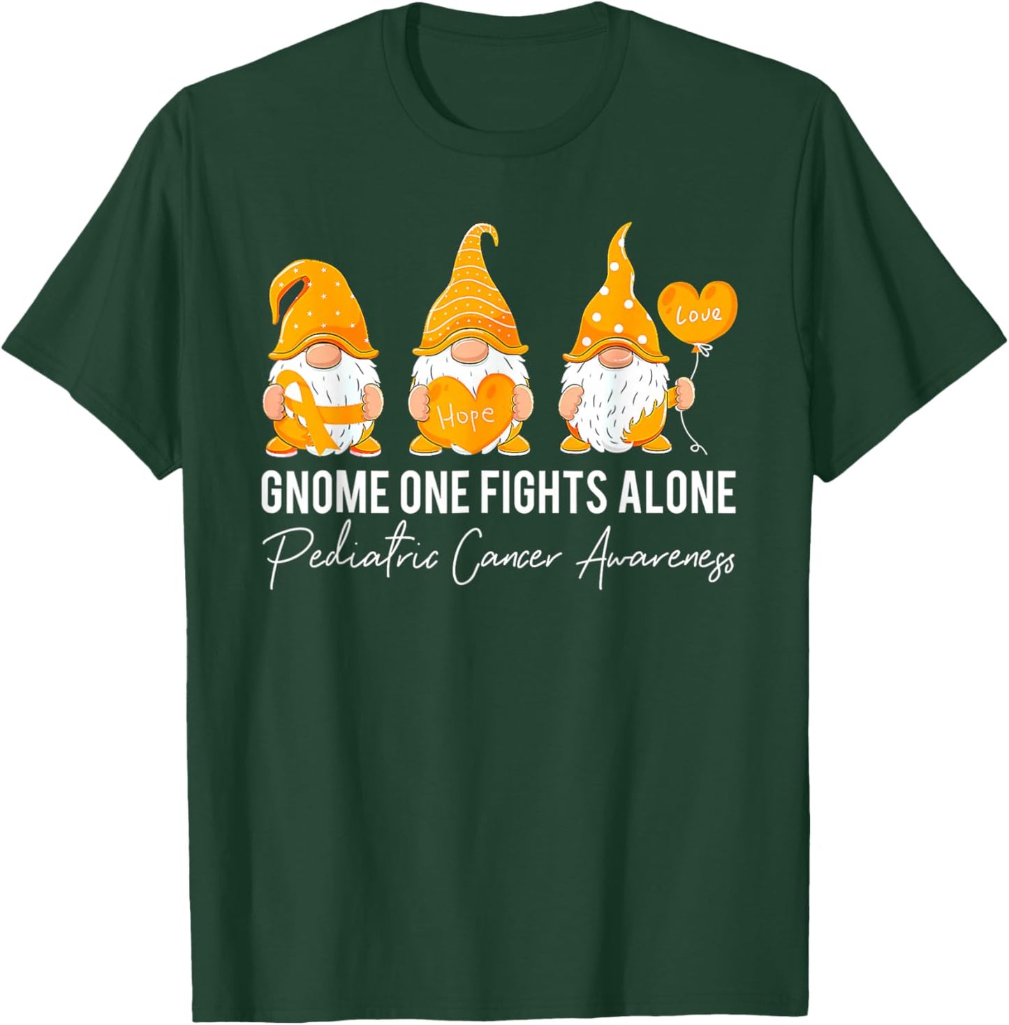 Gnome Fights Pediatric Cancer Awareness Yellow Ribbon T-Shirt - T-Shirt | Forest