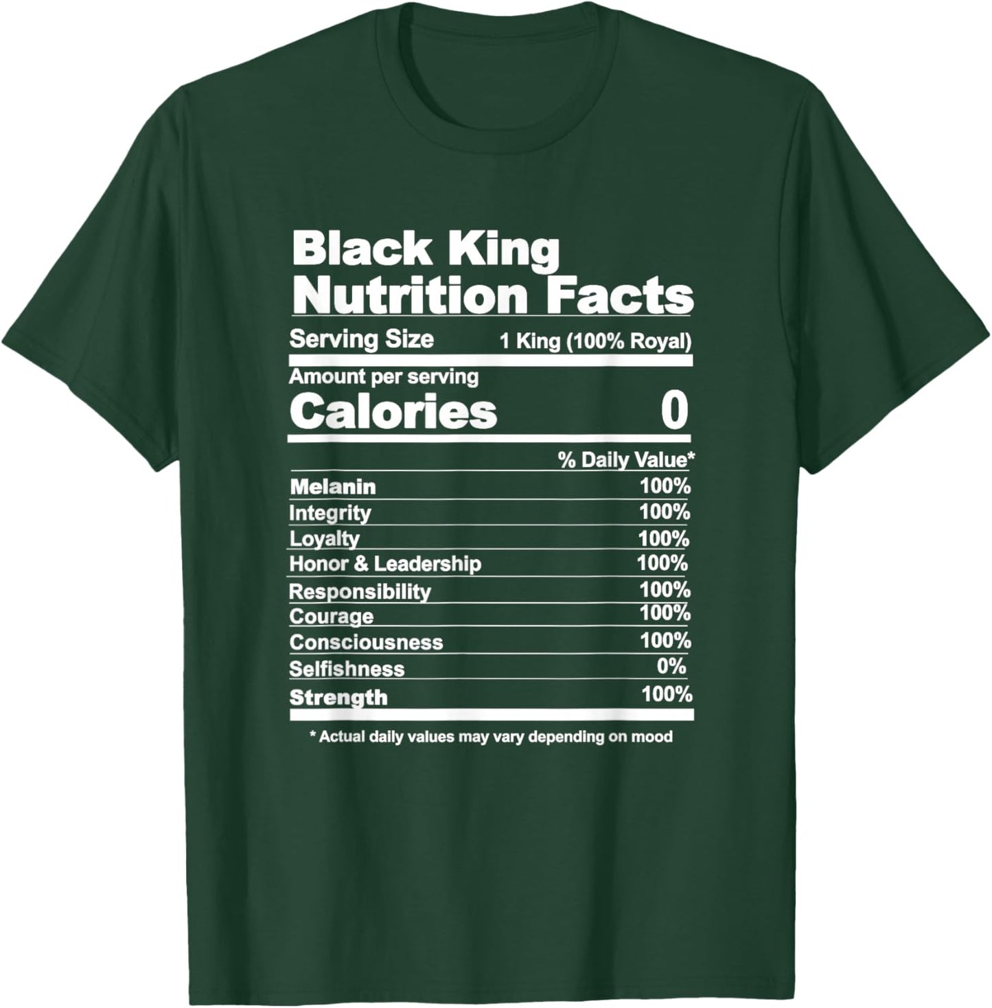 Black King Nutritional Facts T-Shirt - T-Shirt | Forest