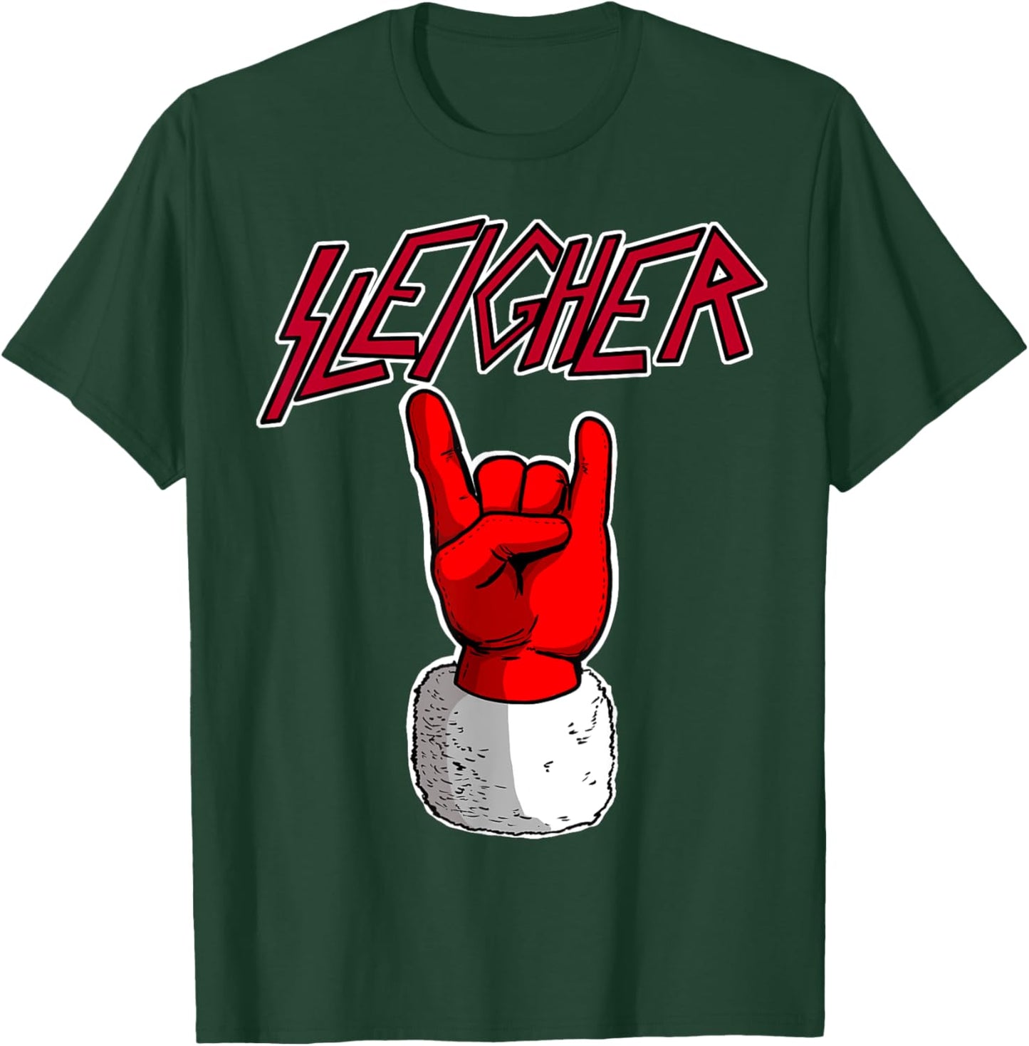 Sleigher Santa Claus Metal Christmas funny Hail Santa T-Shirt - T-Shirt | Forest