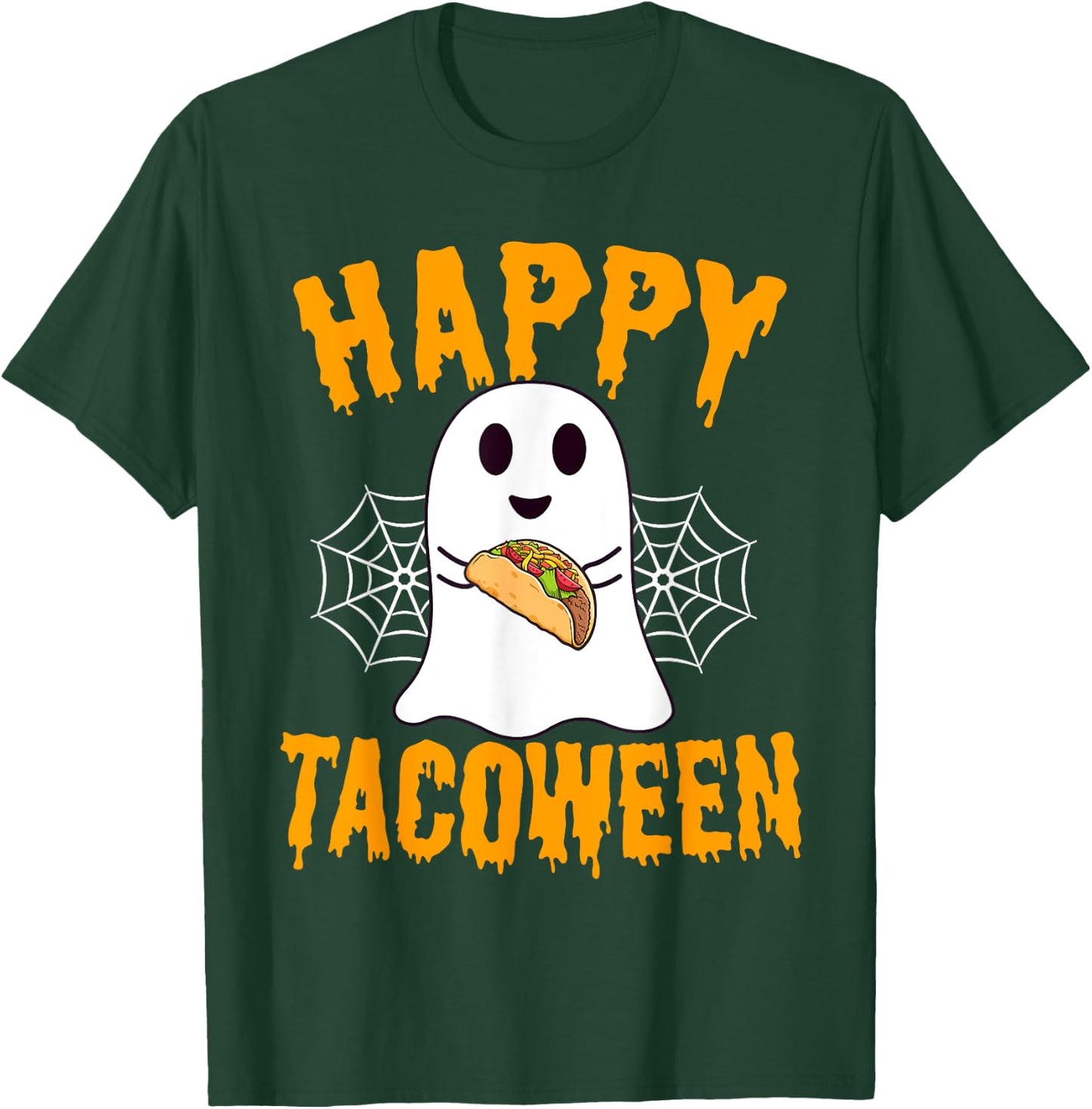 Happy Tacoween Food Funny Halloween Ghost Tacos T-Shirt - T-Shirt | Forest