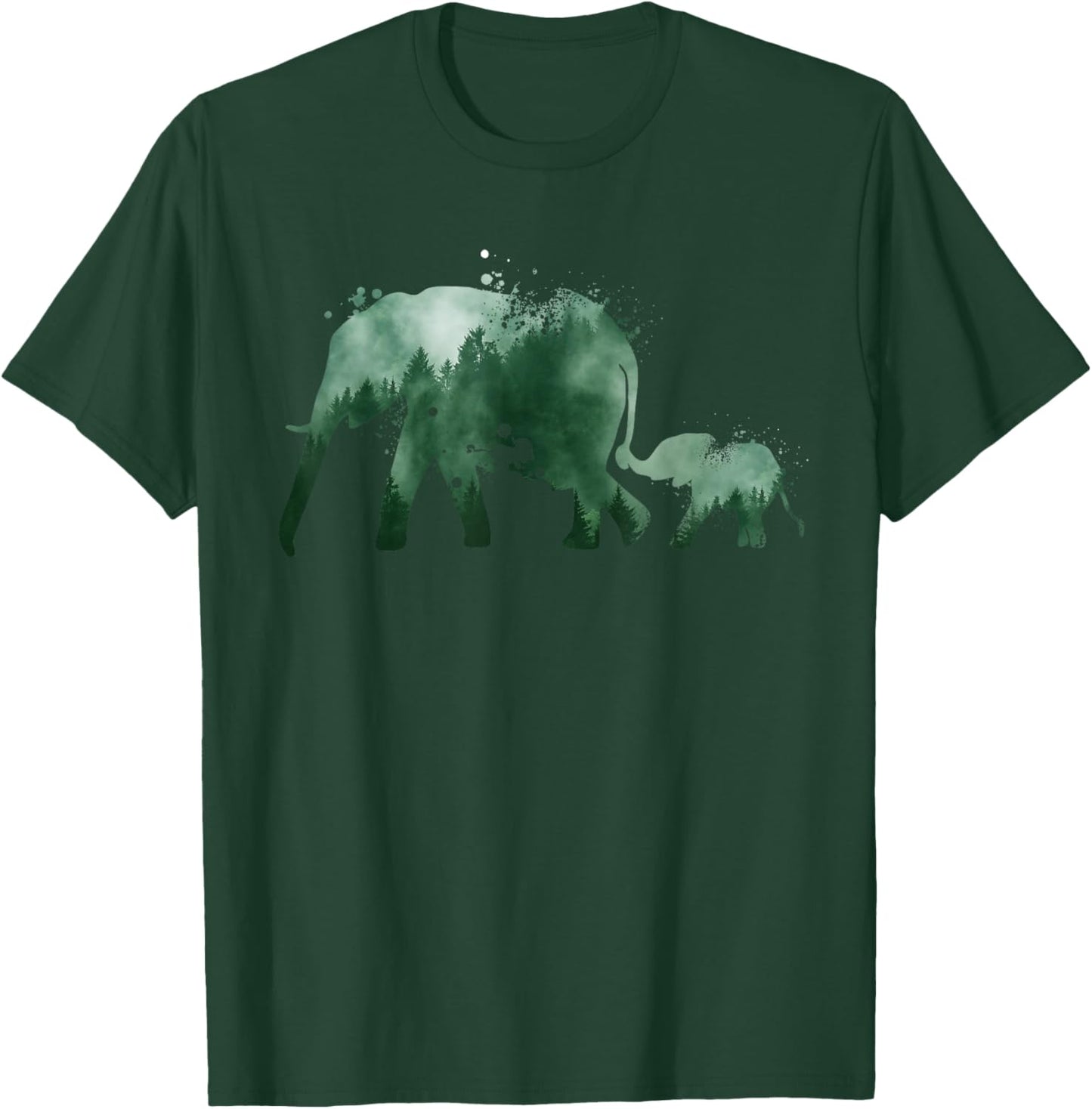 Vintage Elephant Silhouette | Men Women | Baby Elephant T-Shirt - T-Shirt | Forest