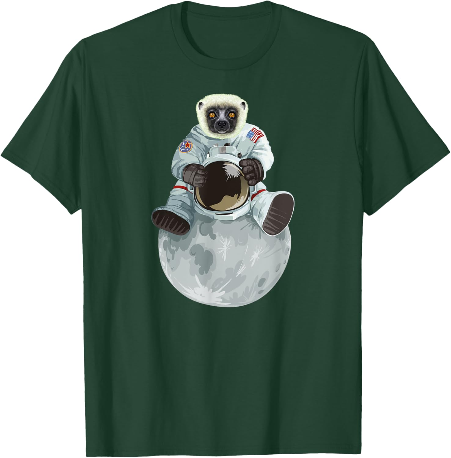 lemur astronaut Sitting moon Space Animal Coquerel's sifaka T-Shirt - T-Shirt | Forest