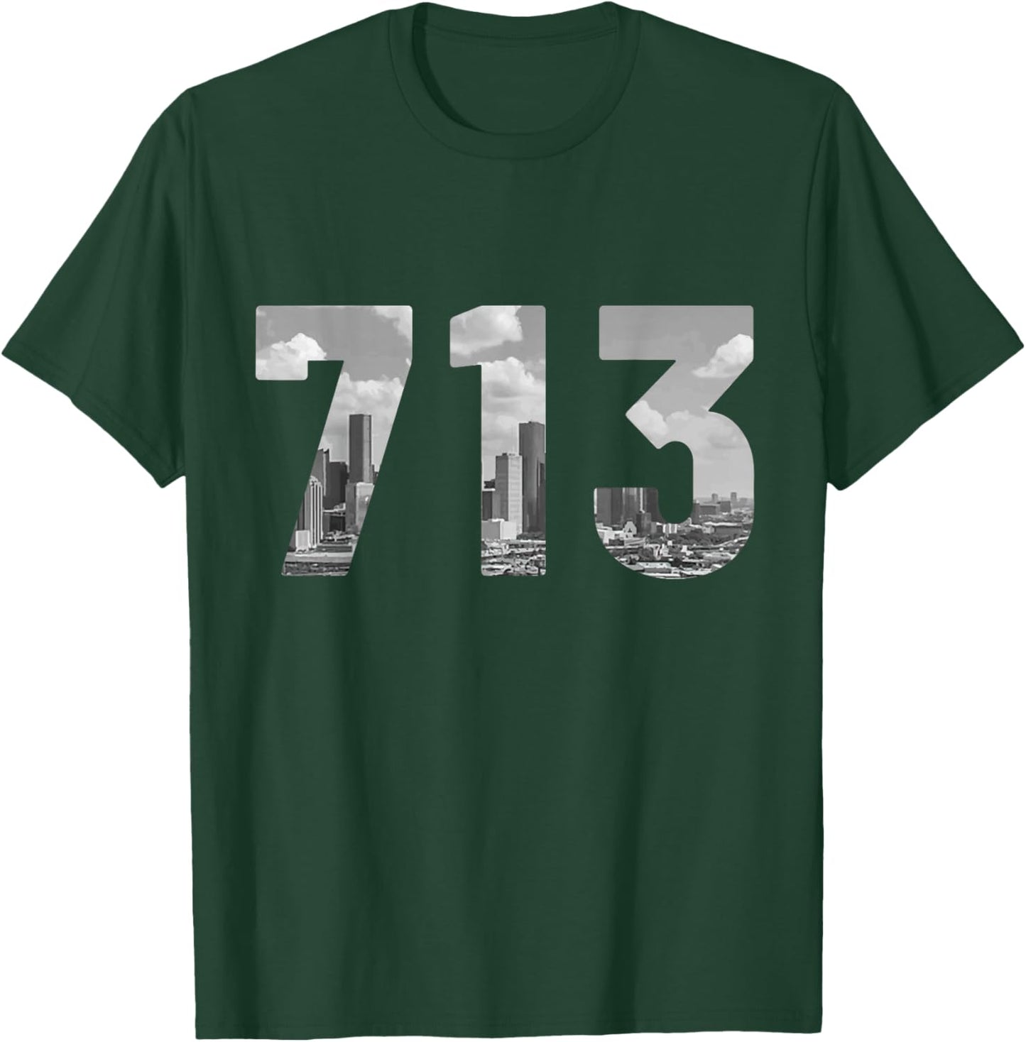 Houston 713 Area Code Skyline Texas Pride Vintage T-Shirt - T-Shirt | Forest