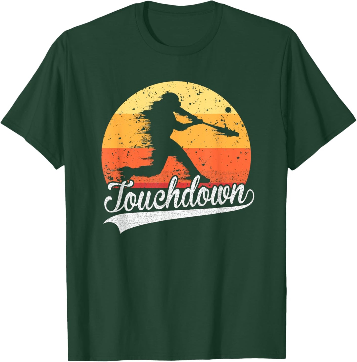 Touchdown Funny Baseball Player Retro Vintage Sunset Homerun T-Shirt - T-Shirt | Forest