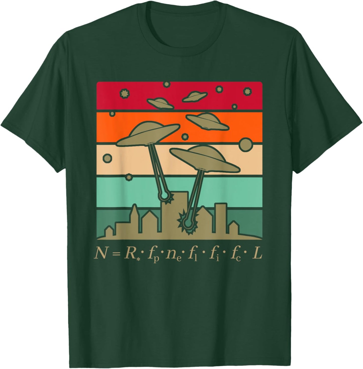Fermi Paradox Drake Equation Physics Nerd UFO UAP Aliens T-Shirt - T-Shirt | Forest