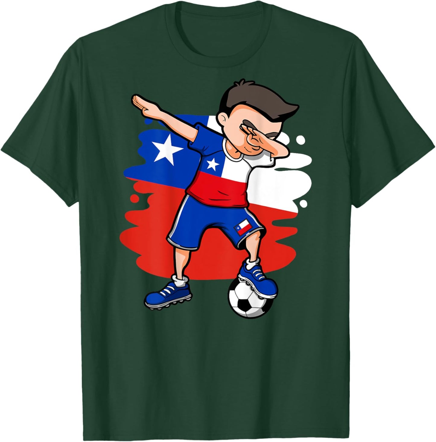 Dabbing Soccer Boy - Chile Jersey Chilean Football Lovers T-Shirt - T-Shirt | Forest