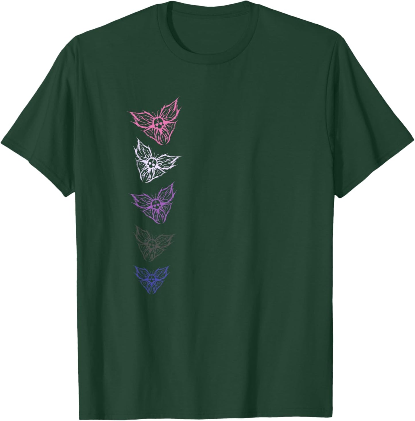 Subtle Genderfluid Pride Goth Butterfly, Non Binary Flag T-Shirt - T-Shirt | Forest