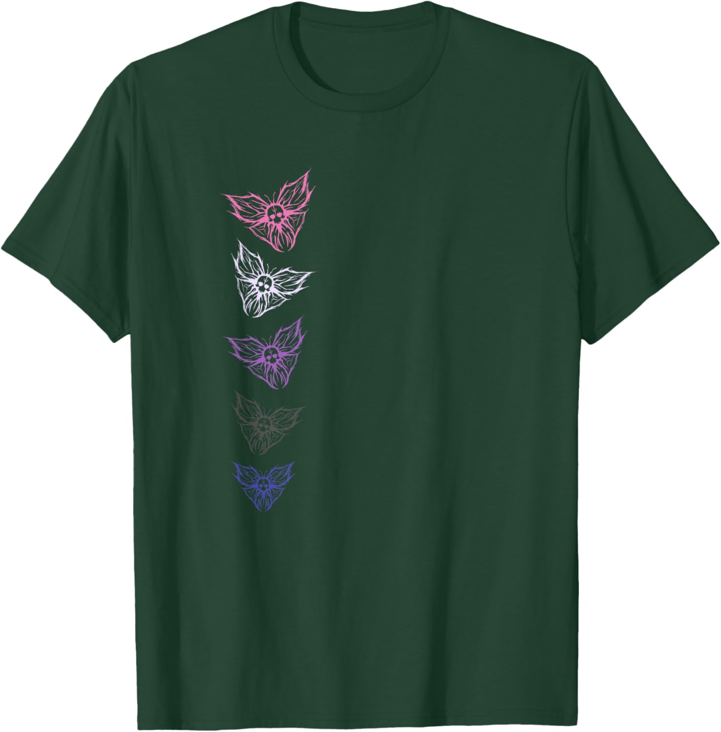 Subtle Genderfluid Pride Goth Butterfly, Non Binary Flag T-Shirt - T-Shirt | Forest