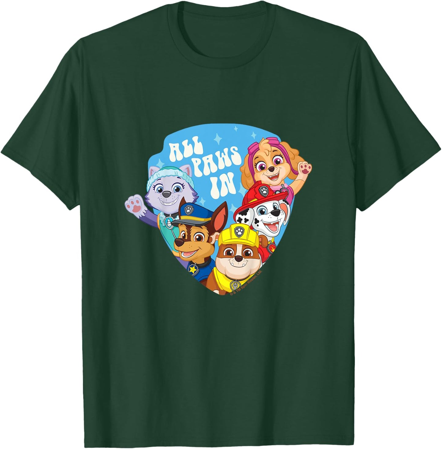 Kids PAW Patrol All Paws In Shield Emblem Group Shot T-Shirt - T-Shirt | Forest
