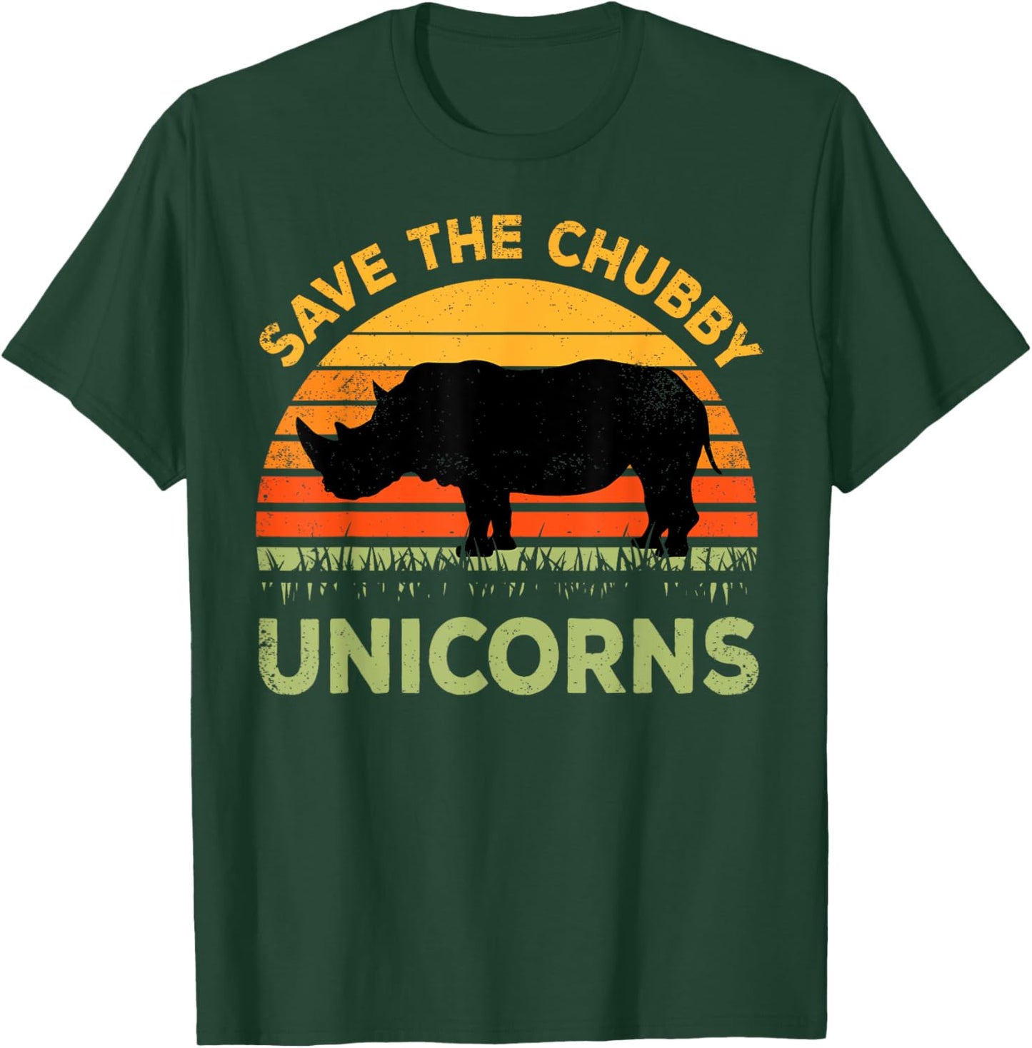 Save The Chubby Unicorns Rhino Rhinoceros African Animal T-Shirt - T-Shirt | Forest